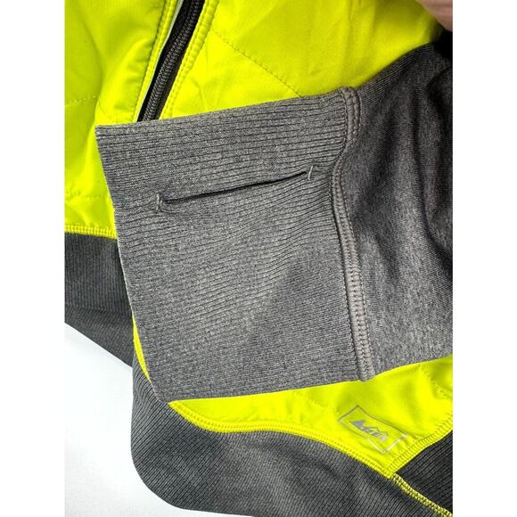REI Jacket Women's XL Green Black Full Zip Pockets Thamhole Sleeve Mock Neck - Picture 7 of 8
